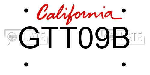 GTT09B California License Plate