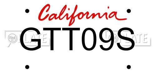 GTT09S California License Plate