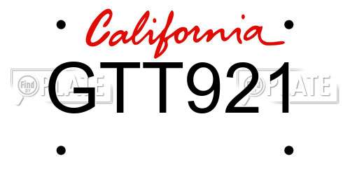 GTT921 California License Plate