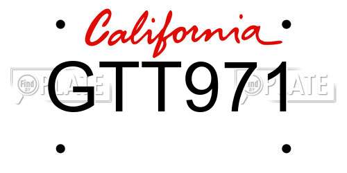 GTT971 California License Plate