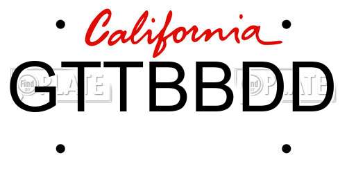 GTTBBDD California License Plate