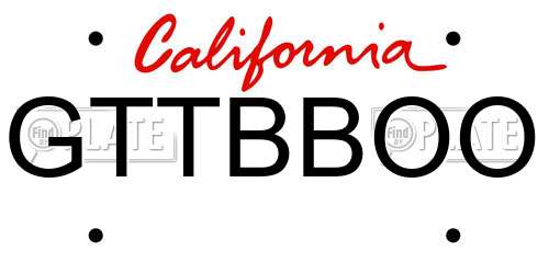 GTTBBOO California License Plate