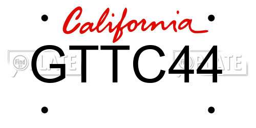 GTTC44 California License Plate