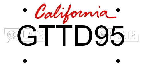 GTTD95 California License Plate