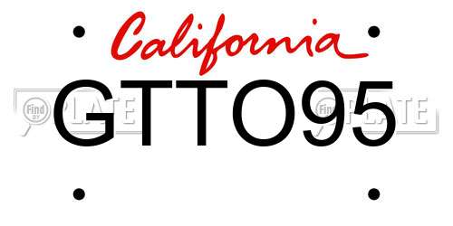 GTTO95 California License Plate