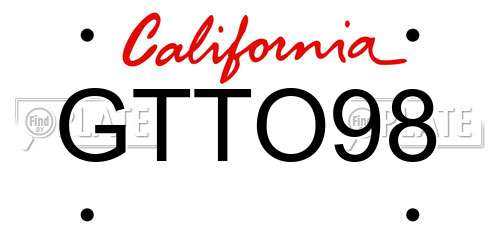 GTTO98 California License Plate