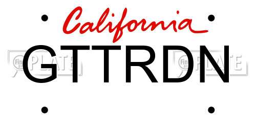 GTTRDN California License Plate