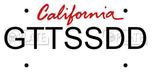 GTTSSDD California License Plate