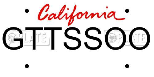 GTTSSOO California License Plate