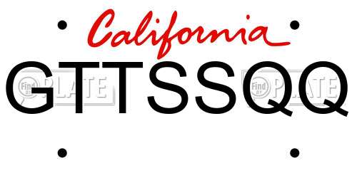 GTTSSQQ California License Plate