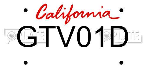 GTV01D California License Plate