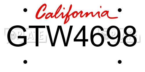 GTW4698 California License Plate