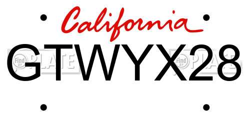 GTWYX28 California License Plate