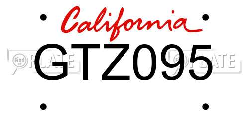 GTZ095 California License Plate