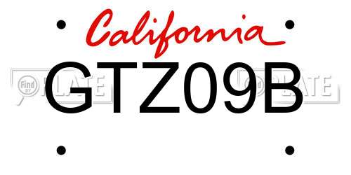 GTZ09B California License Plate