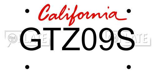 GTZ09S California License Plate