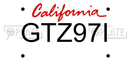 GTZ97I California License Plate