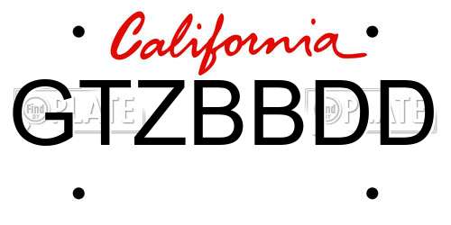 GTZBBDD California License Plate
