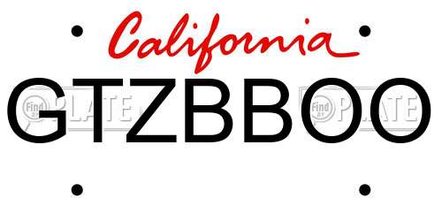 GTZBBOO California License Plate