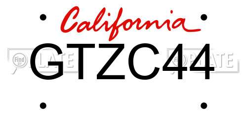 GTZC44 California License Plate