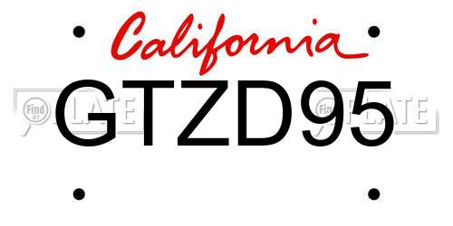 GTZD95 California License Plate