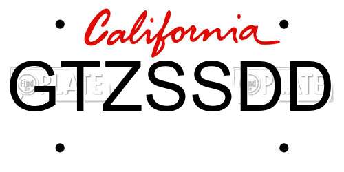GTZSSDD California License Plate