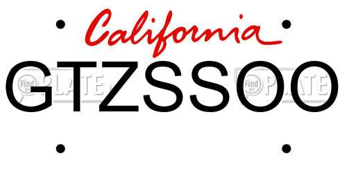 GTZSSOO California License Plate