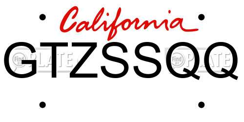 GTZSSQQ California License Plate