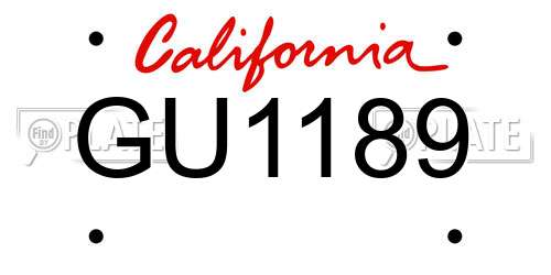 GU1189 California License Plate