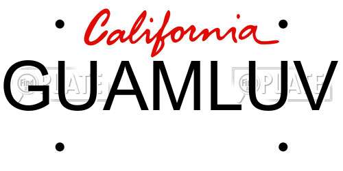 GUAMLUV California License Plate