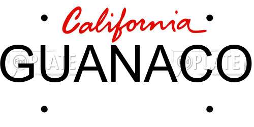 GUANACO California License Plate