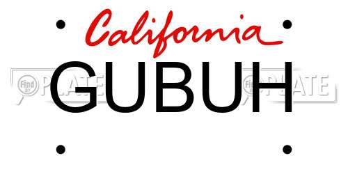 GUBUH California License Plate