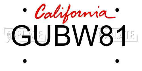 GUBW81 California License Plate