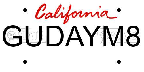 GUDAYM8 California License Plate