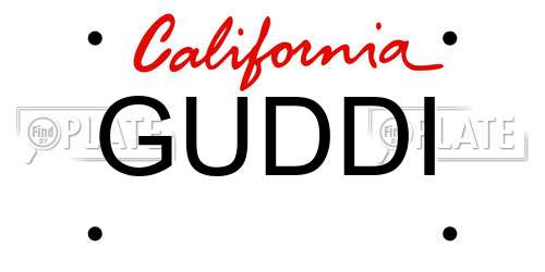 GUDDI California License Plate
