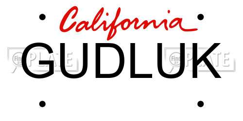GUDLUK California License Plate