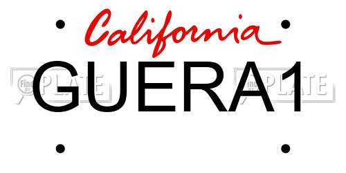 GUERA1 California License Plate