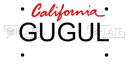GUGUL California License Plate