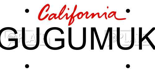GUGUMUK California License Plate