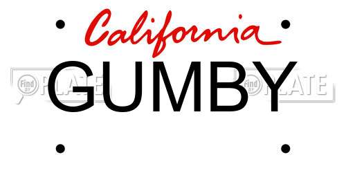 GUMBY California License Plate