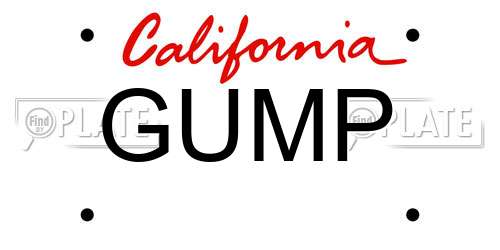 GUMP California License Plate