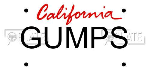 GUMPS California License Plate