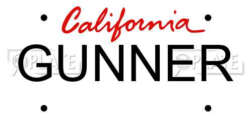 GUNNER California License Plate
