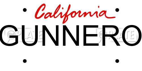 GUNNERO California License Plate