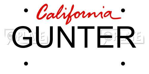 GUNTER California License Plate
