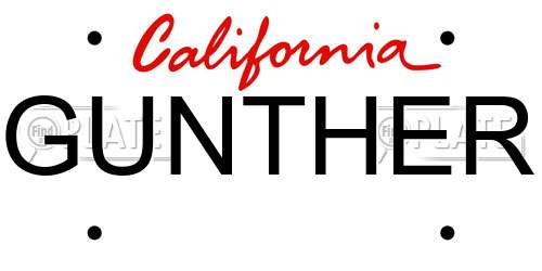 GUNTHER California License Plate