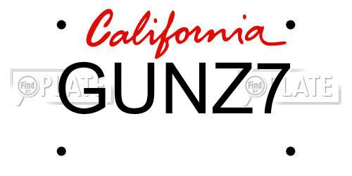 GUNZ7 California License Plate