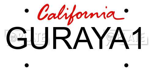 GURAYA1 California License Plate