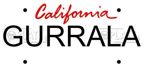 GURRALA California License Plate