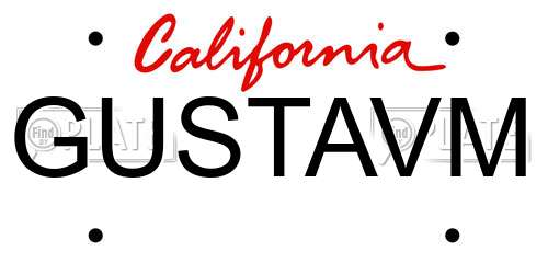 GUSTAVM California License Plate